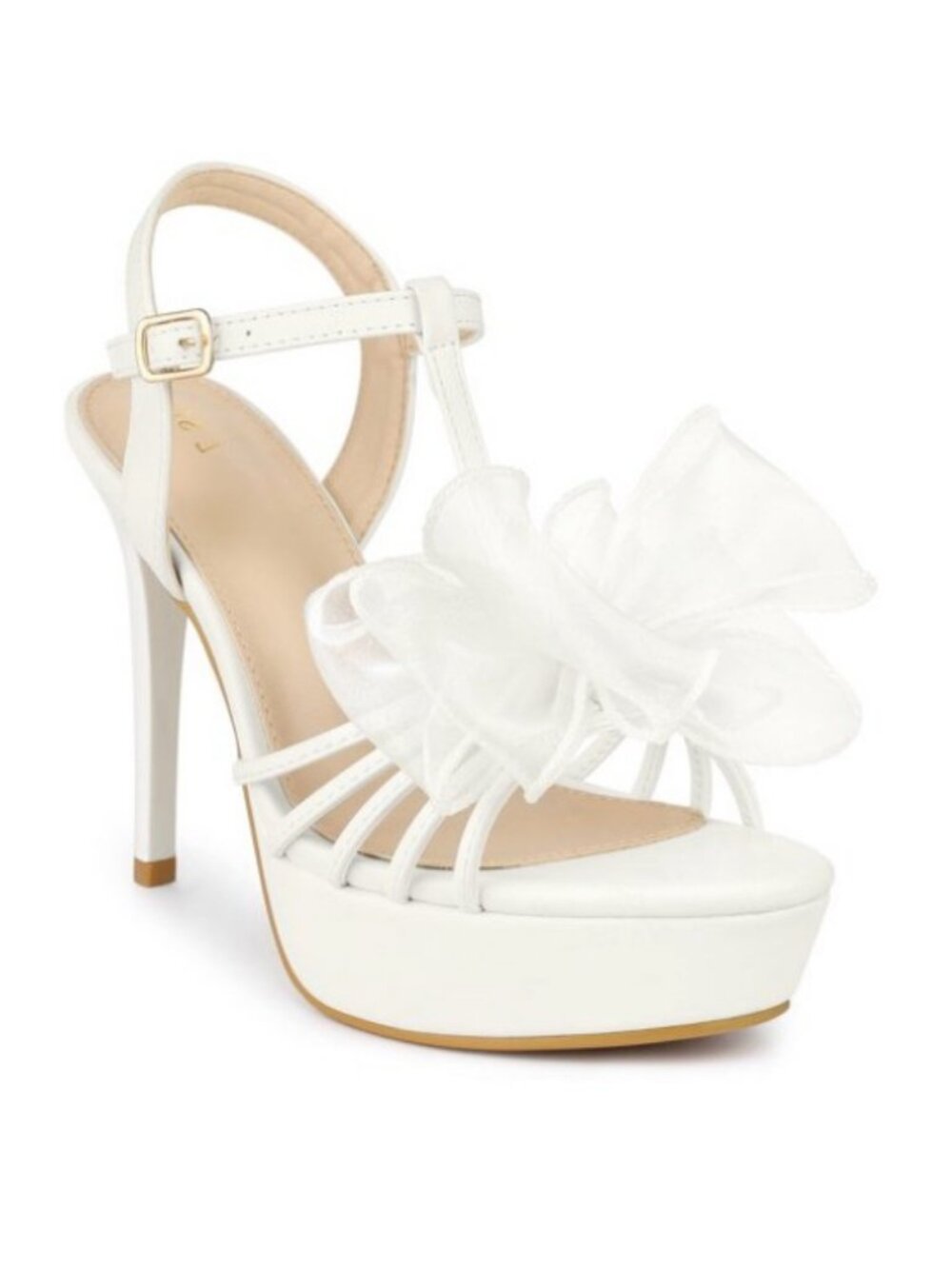 Blissful Step Platform Heeled T Strap Mesh Slingback Stiletto High Heel Sandal 9